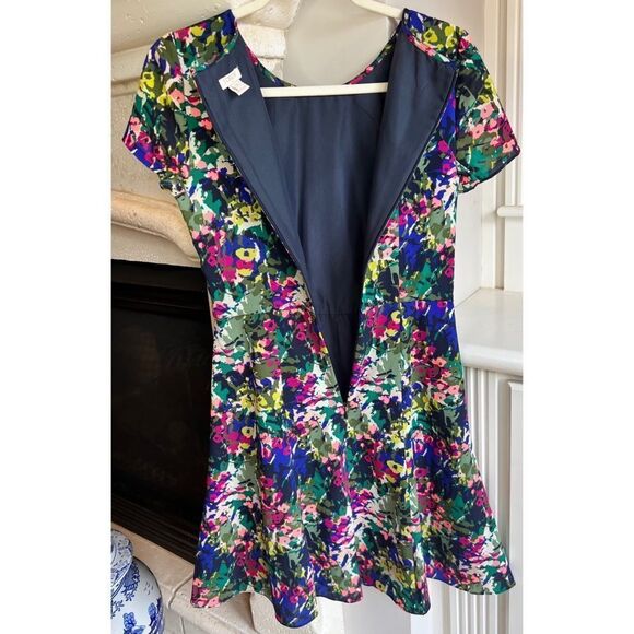 J Crew Women’s Printed Flutter Dress Floral Multicolor One Piece Dress Sz 2 - Picture 4 of 9